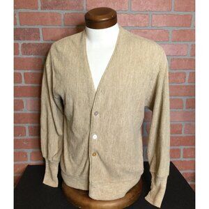 Vintage JC Penny Mens Shop Tan Grandpa Cardigan Sweater Size M